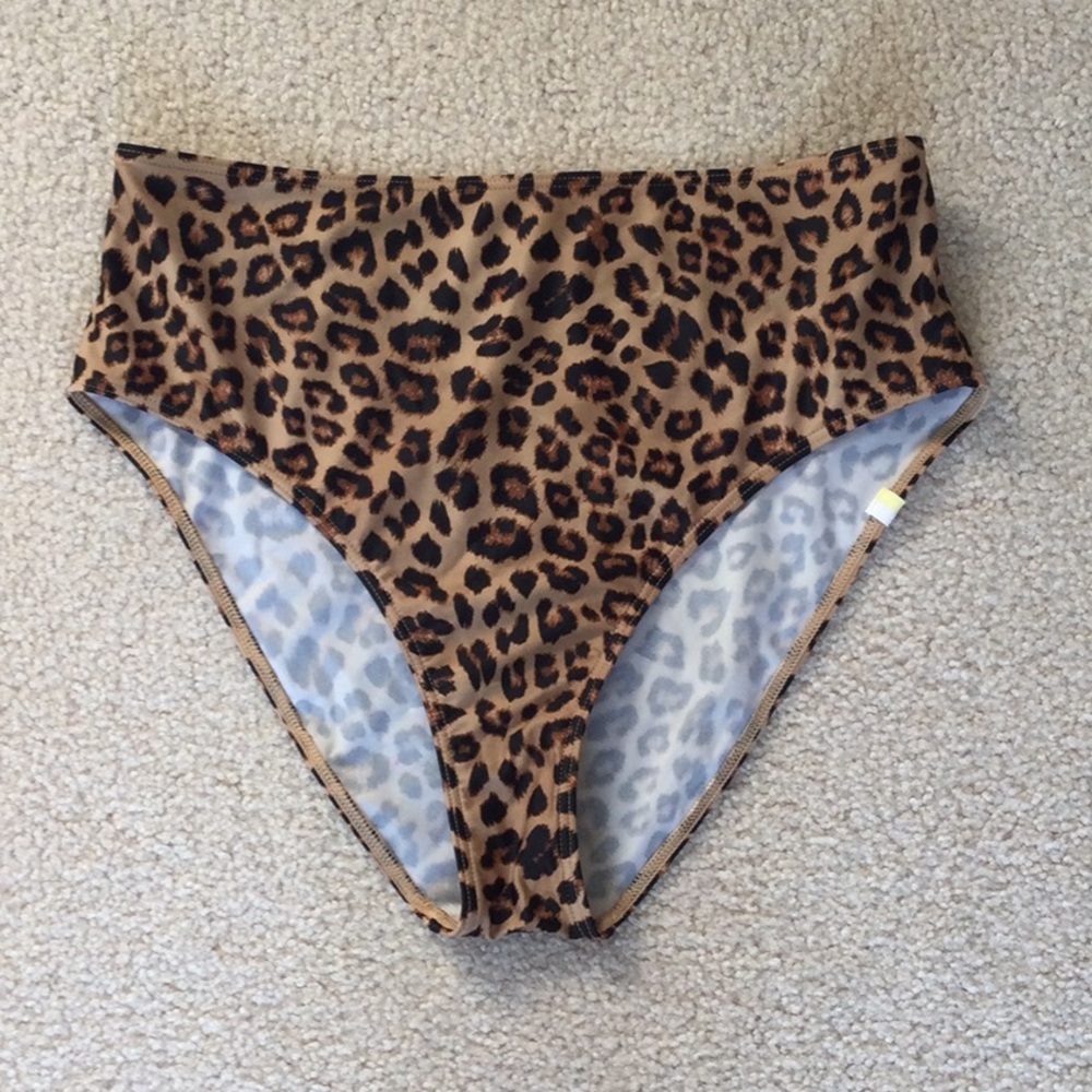 summersalt Leopard Print High-Waist Bikini Bottoms in Brown and Black